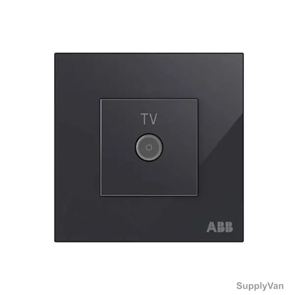 ABB TV Socket, AM30144-BG, Millenium, 1 Gang, Black Glass — image 1