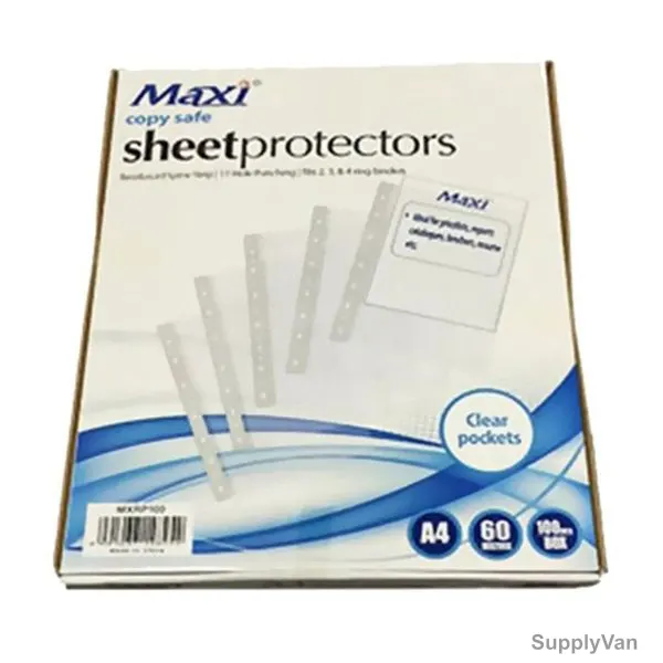 Maxi Top Open Sheet Protector, 216MM Width x 303MM Length, A4, Clear, 100 Pcs/Pack