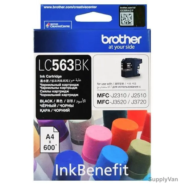 Brother Ink Cartridge, LC563BK, 600 Pages, Black — image 1