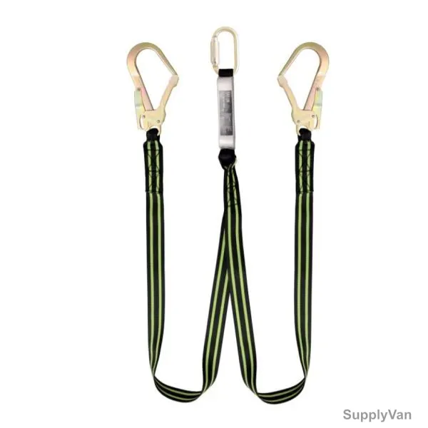 Karam Full Body Harness With Webbing Lanyard, SL10100-plus-SL25100, Black and Green — image 1