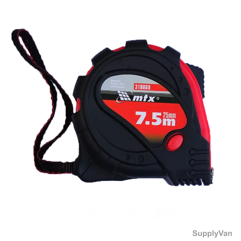 Mtx 3 Fixation Measuring Tape With Rubber Coated Body and Magnetic Hook, 310069, 7.5 Mtrs x 25MM