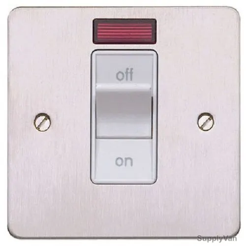Mk DP Switch With Neon, K24305BSSB, Aspect, 1 Gang, 32A, Brushed Stainless Steel