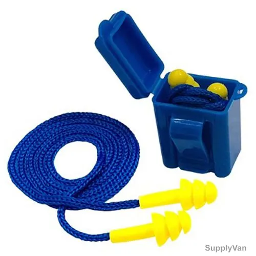 Empiral Corded Earplug, E112190924, Ultra, Elastomeric Polymer, Yellow and Blue, 100 Pcs/Pack