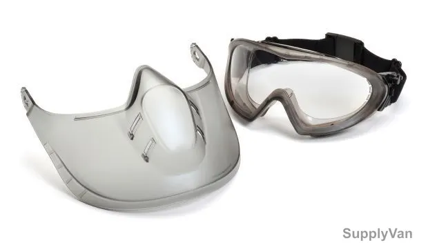 Pyramex Safety Spectacles W/ Faceshield, GG504TSHIELD, Capstone, Clear