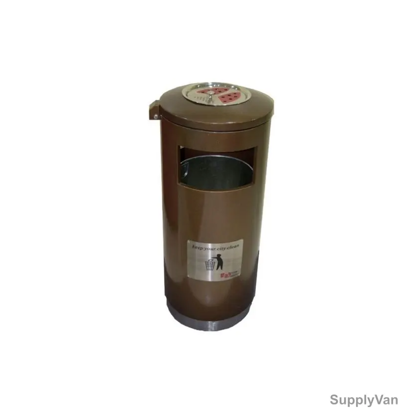 Akc Outdoor Ashtray Trash Bin, RB08, Metal, 60 Ltrs, Brown/Silver