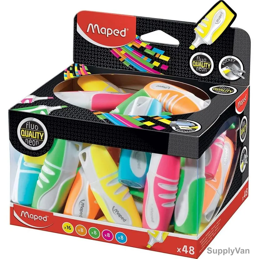 Maped Highlighter, MD-742737, Assorted Colors, 48 Pcs/Set