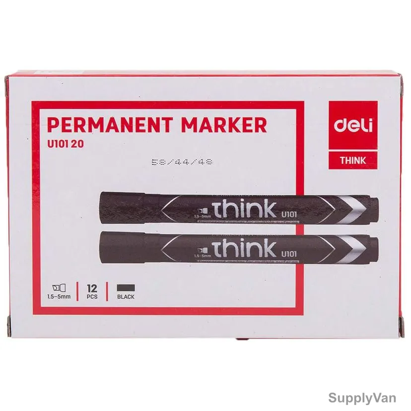 Deli Permanent Marker, EU10120, 1.5MM Tip Size, Black, 12 Pcs/Pack