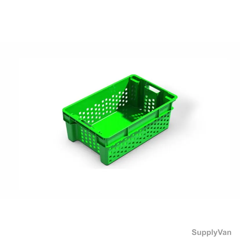 Palletco Nesting Crate, HDPE/Polypropylene, 385MM Width x 210MM Height x 585MM Length, 48 Ltrs Capacity, Green