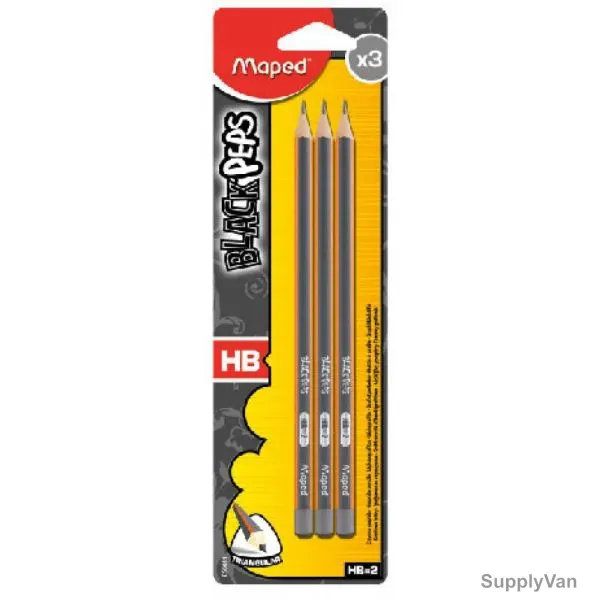 Maped HB Pencil, MD-850011, Black'Peps, Black, 3 Pcs/Pack