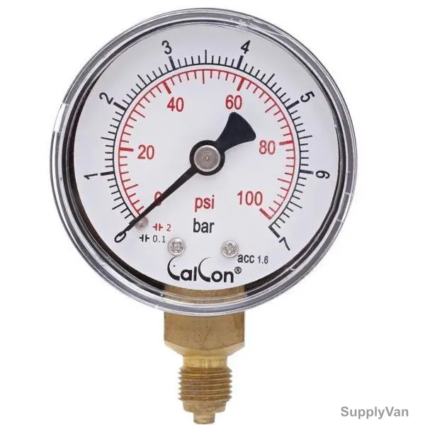 Calcon Pressure Gauge, CC10A, 50MM, 1/8 Inch, BSP, 0-7 Bar