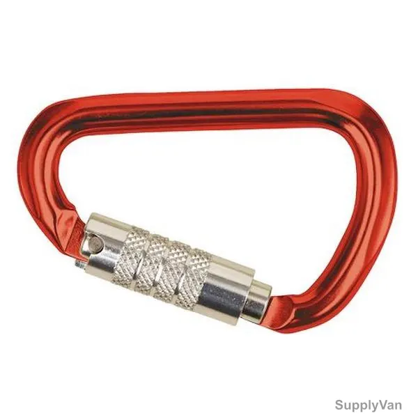 Wurth Trilock Carabiner With Closure, Aluminium, 78MM Width x 112MM Length, Red