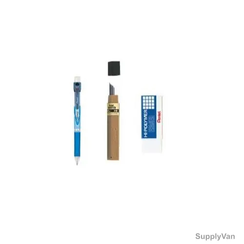 Pentel Mechanical Pencil With Lead and Eraser, PEP-PACK-050, E-Sharp, 0.5MM, Blue, 3 Pcs/Set