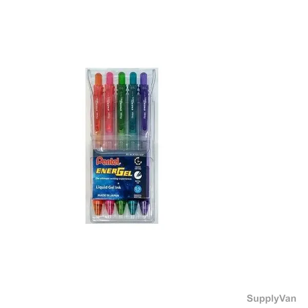 Pentel Energel-X Gel Roller Pen Set, PE-BL107-05F, 0.7MM Tip, Assorted Colors, 5 Pcs/Set