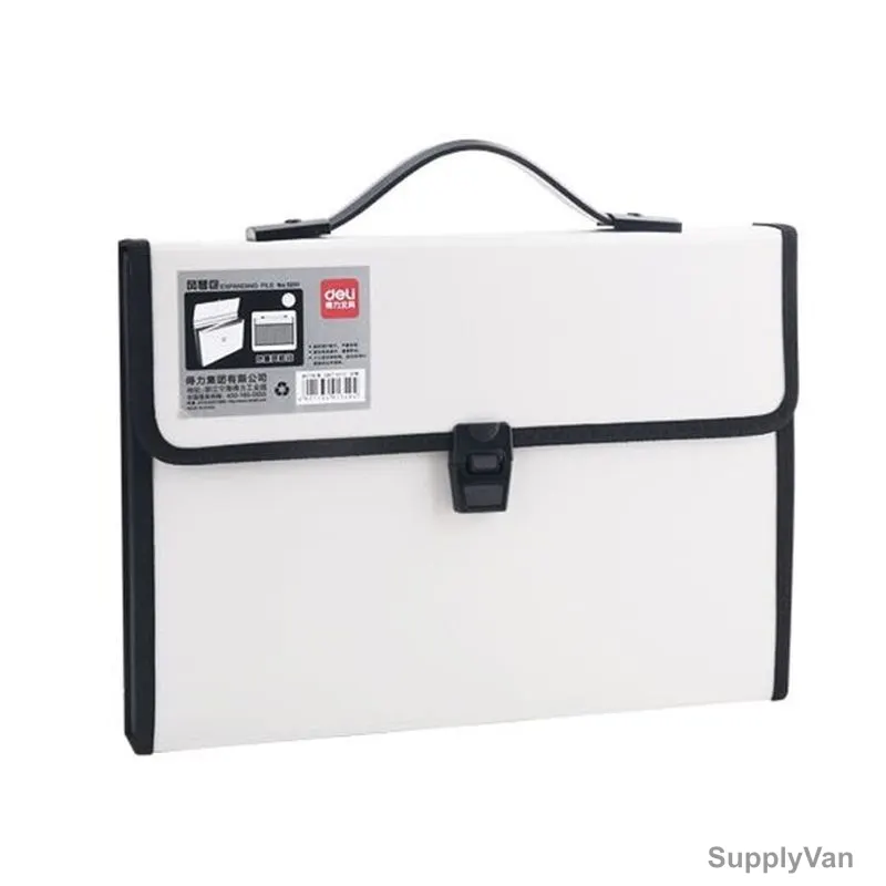 Deli Expanding File With Handle, E5231, 13 Pockets, White
