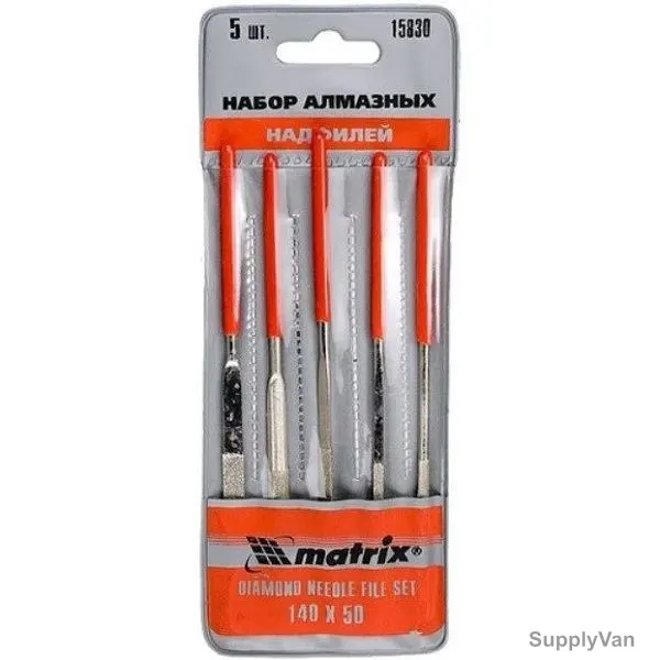 Mtx Diamond Needle File Set, 158309, Steel, P140, 140 x 50MM, 5 Pcs/Set