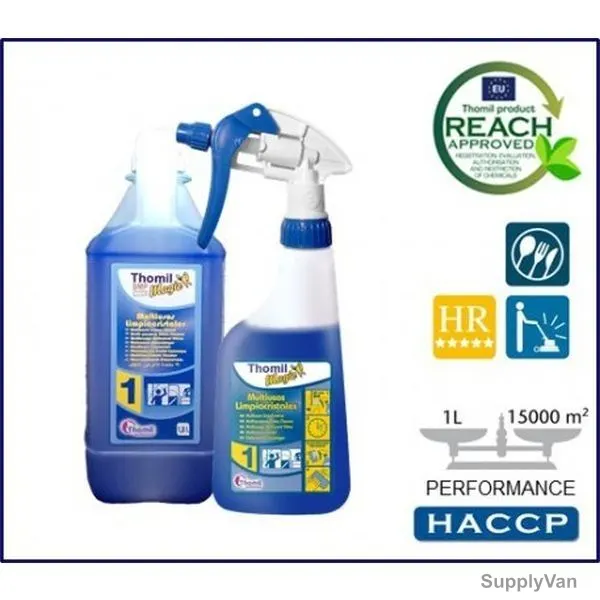 Thomil Magic SMP No.1 MultiPurpose Glass Cleaner, CSMP112, Coconut Scented, 1 Litre, Blue