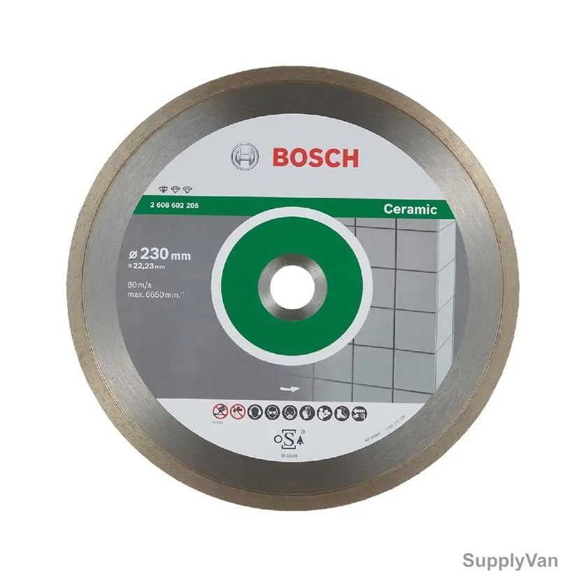 Bosch Ceramic Diamond Cutting Disc, 2608602205, 1.6MM Cutting Width, 22.23MM Bore Dia x 230MM Dia