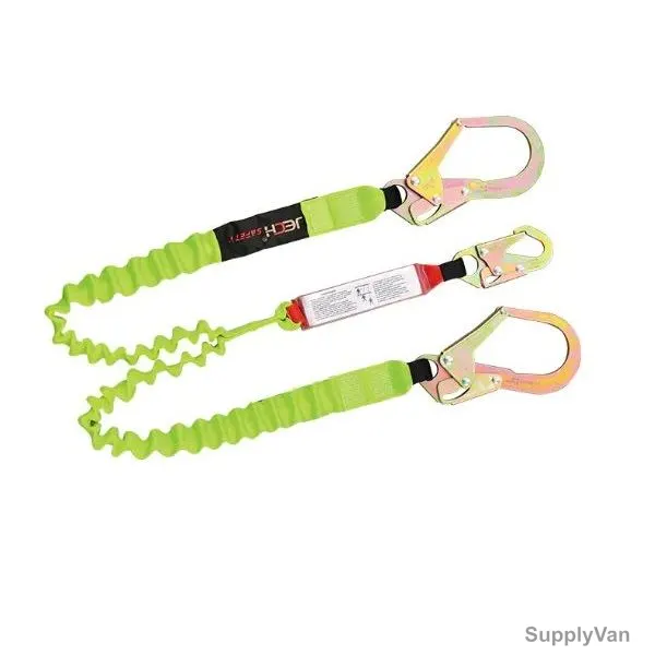 Jech Y Shape Webbing Fall Arrest Lanyard, JE312206N, Polyester, Black/Green