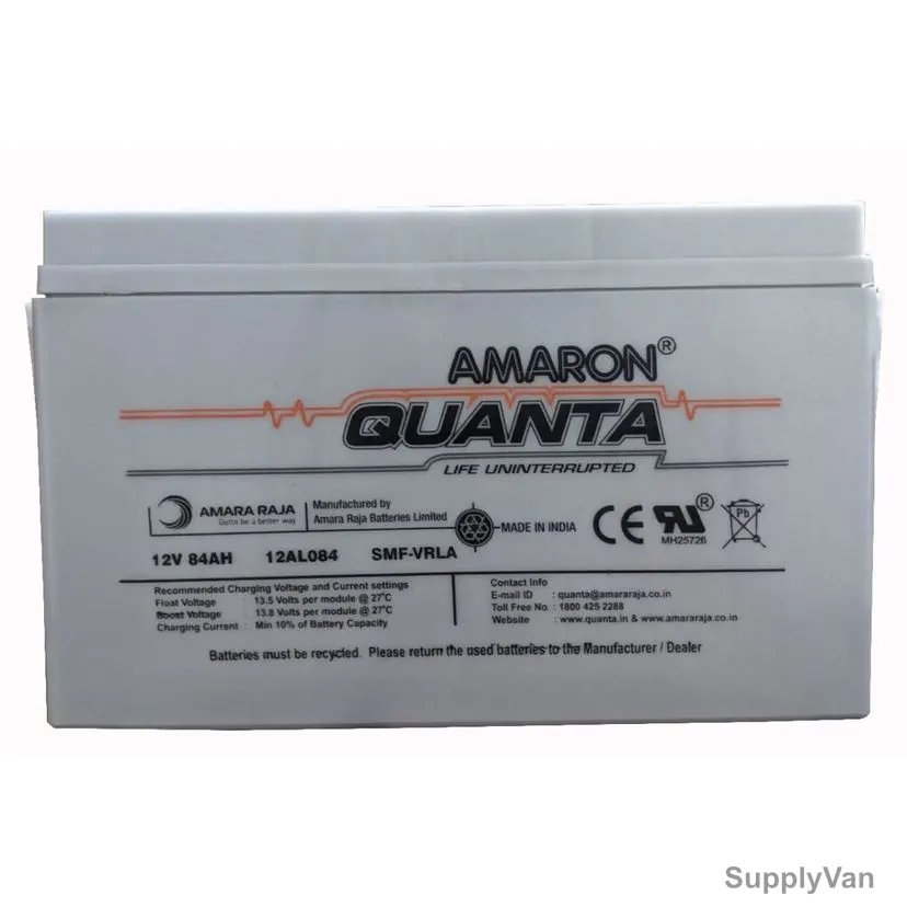 Amaron Quanta Lead Acid Battery, 12AL084, 12VDC, 84Ah
