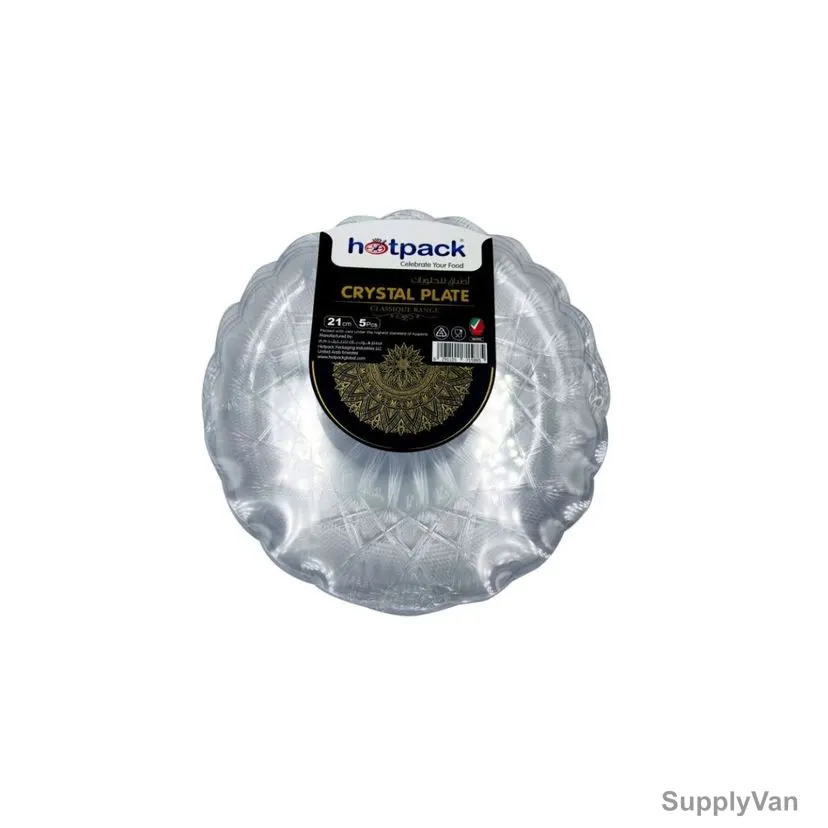Hotpack Crystal Plate, HSMCP21, Plastic, 21CM, Clear, 5 Pcs/Pack