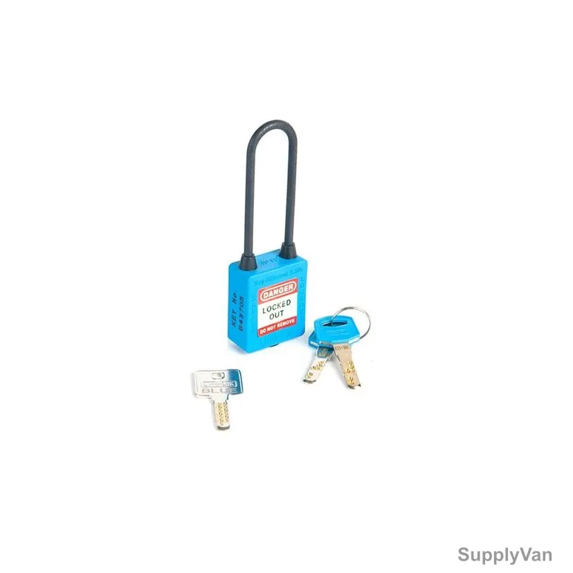 Loto-Lok Three Point Traceability Lockout Padlock, 3PTPBKDMKN80, Nylon, 80 x 5MM, Blue