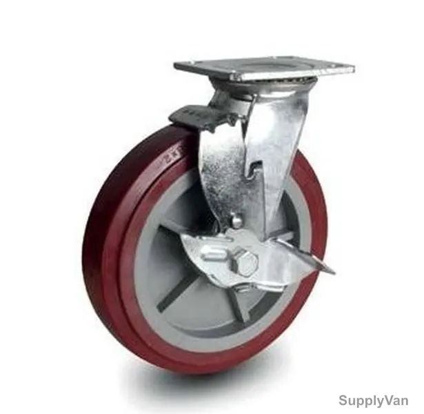 NSF Germany Brake Plate Caster, 090200, Heavy Duty, 20CM, 500KG