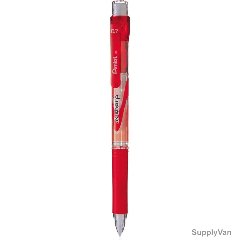 Pentel Mechanical Pencil, PE-AZ127R-B, E-Sharp, 0.7MM, Red, 12 Pcs/Pack