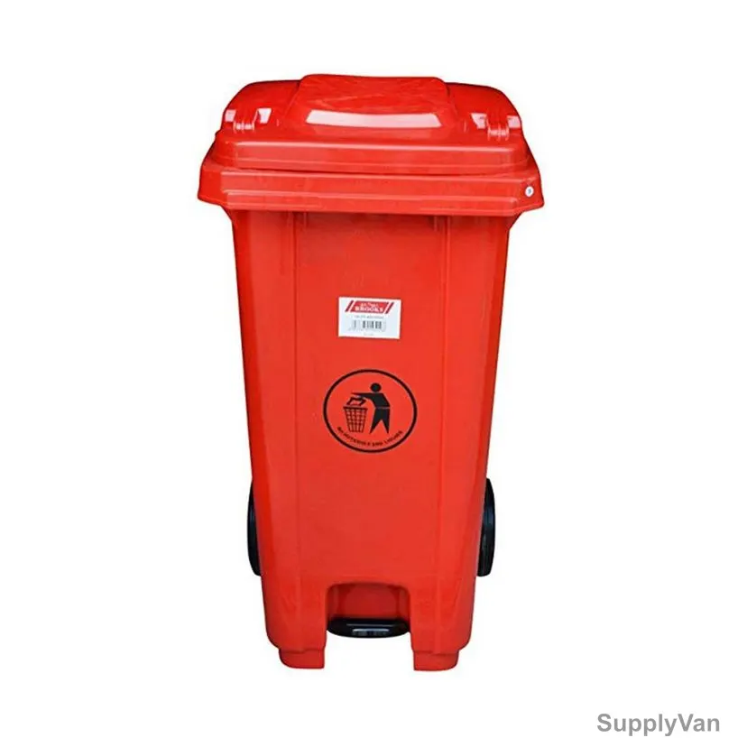 Akc Garbage Bin With Pedal, GC50R-120, Plastic, 120 Ltrs, Red