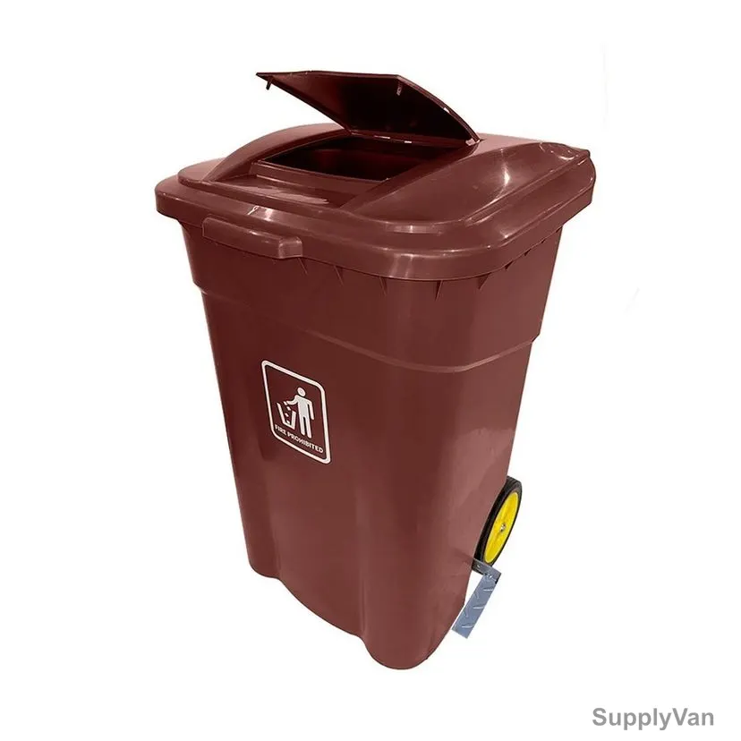 Akc Outdoor Garbage Bin With Side Pedal, CHGC01N-120, Plastic, 120 Ltrs, Brown