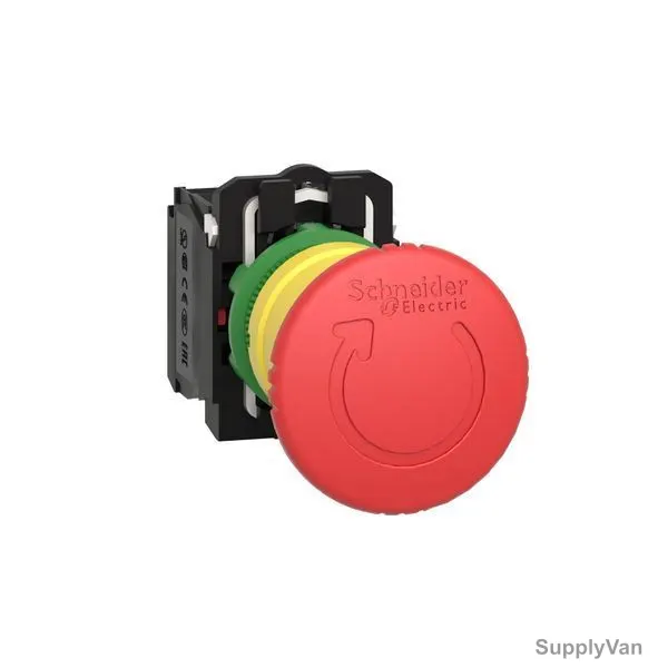 Schneider Electric Emergency Stop Push Button, XB5AS8445, 22MM Dia, 1NO + 1NC, Red