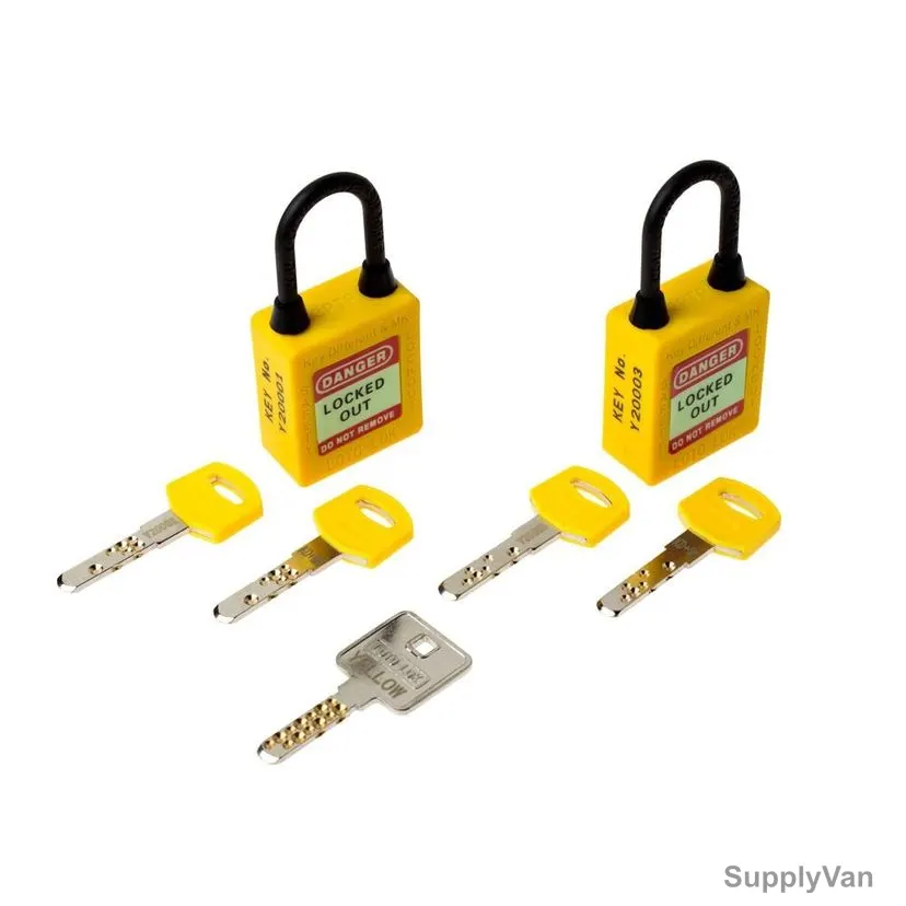 Loto-Lok Three Point Traceability Padlock, 3PTPYKDMKN40, Nylon, 40 x 5MM, Yellow