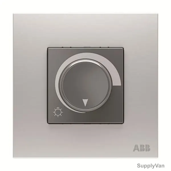 ABB Basic Rotary Dimmer With Frame, AM41344-ST, 1 Gang, 400W, Stainless Steel