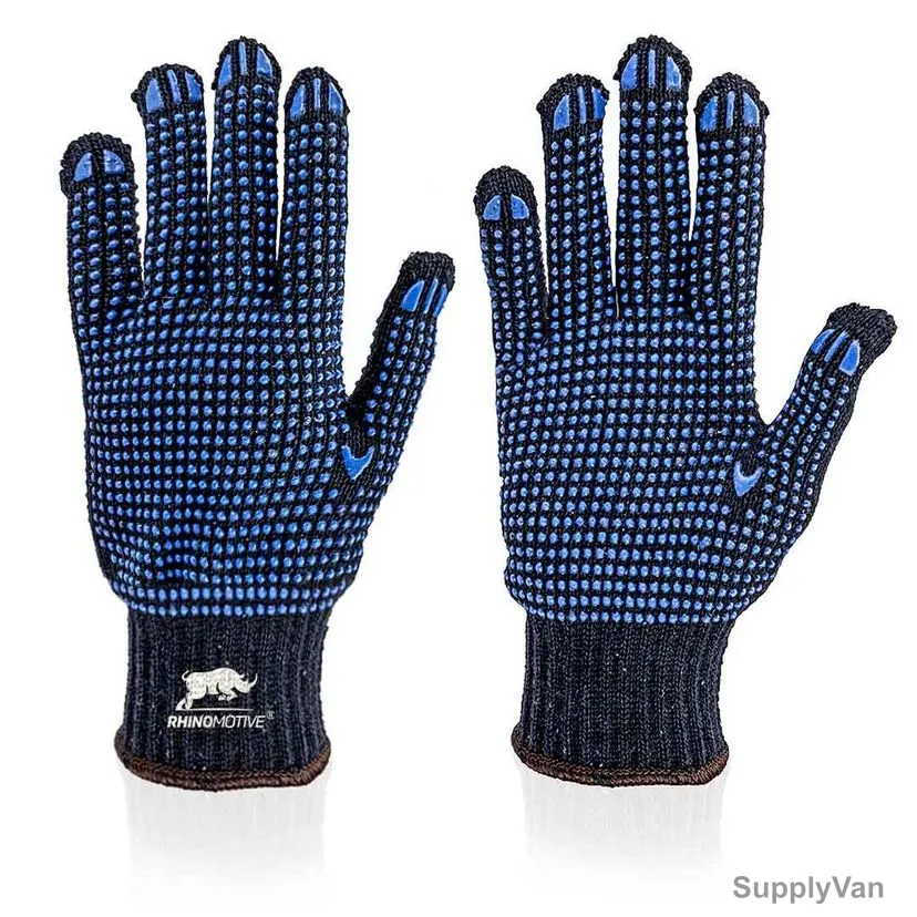 Rhinomotive Trusted Anti-Slippery Dotted Gloves, R1305, Size10, Blue