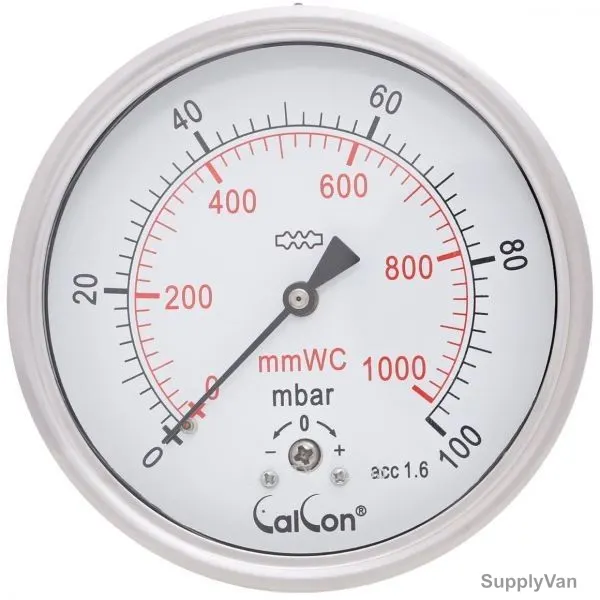 Calcon Capsule Pressure Gauge, CC98D, 100MM, 1/2 Inch, BSP, 0-100 Mbar — image 1