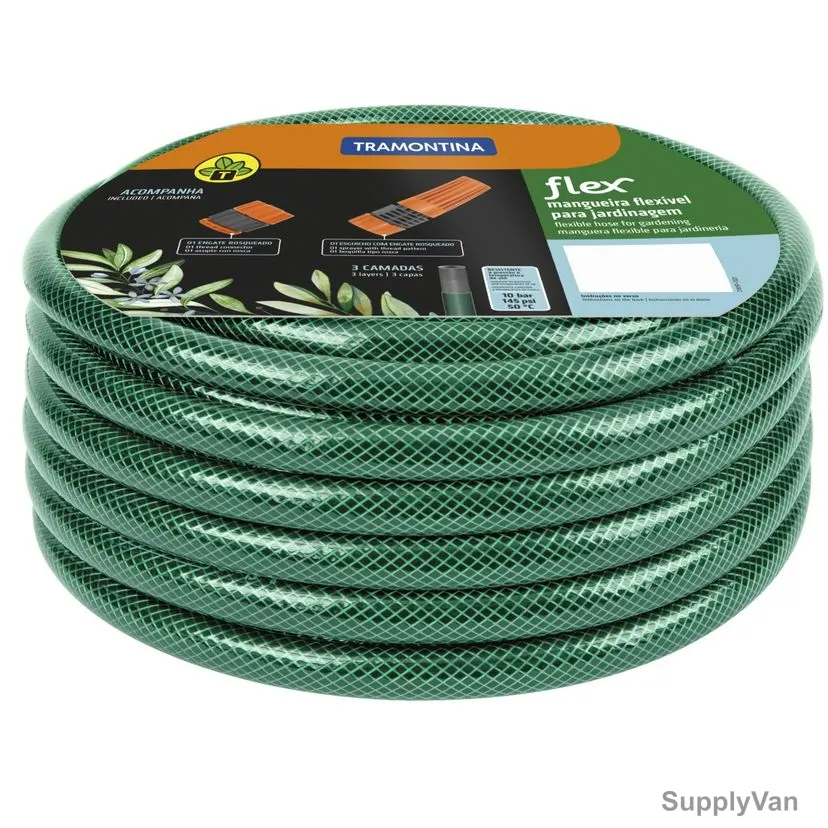Tramontina Garden Hose, 79172060, Flex Series, 3 Layer, 6 Mtrs Length, Green