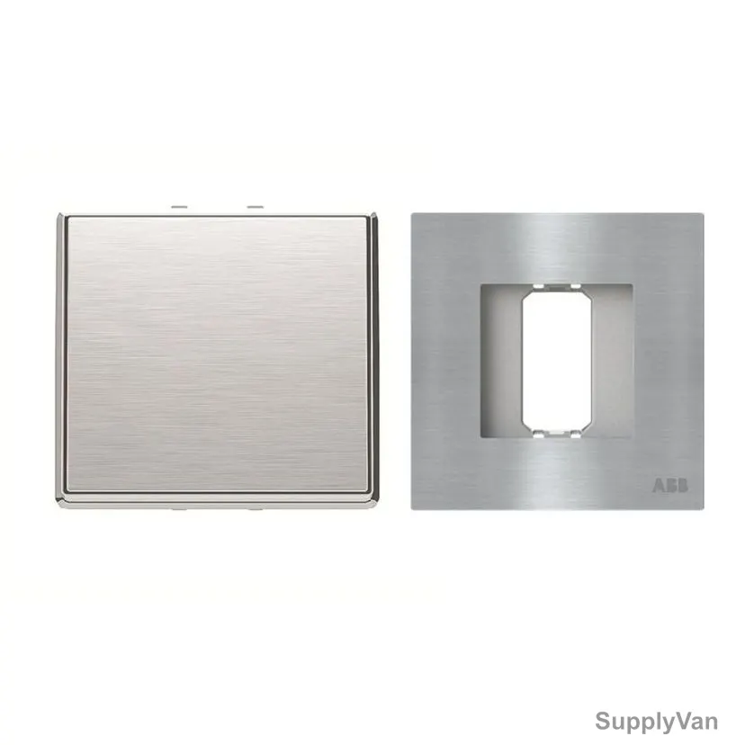 ABB Electrical Switch With Rocker Frame, AMD11544-ST+AMD5044-ST, Millenium, 1 Gang, 2 Way, 20A, Stainless Steel — image 1
