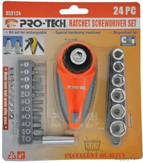 Pro-Tech Ratchet Screwdriver Set, 553124, 24PCS