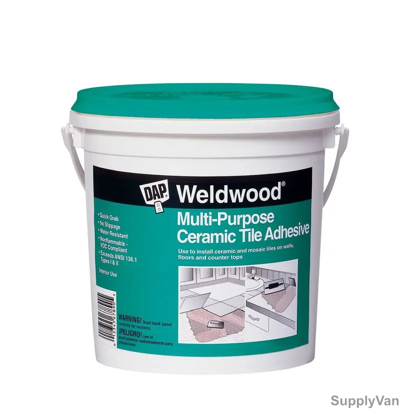 Dap Weldwood Multi-Purpose Ceramic Tile Adhesive, 25190, White, 32 Oz, 6 Pcs/Pack
