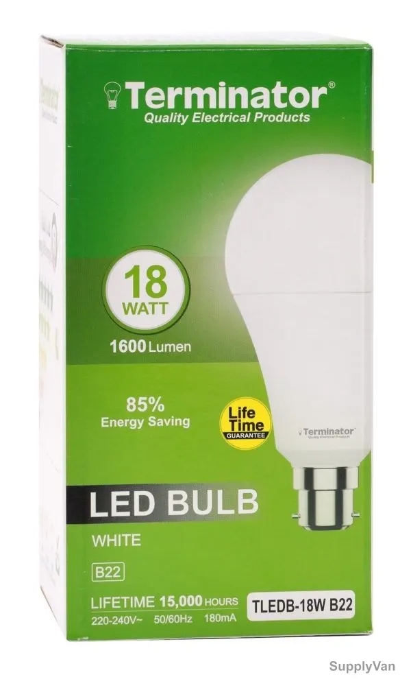 Terminator LED Bulb, TLEDB-18W-B22, 180 mA, 18W, 1600 LM