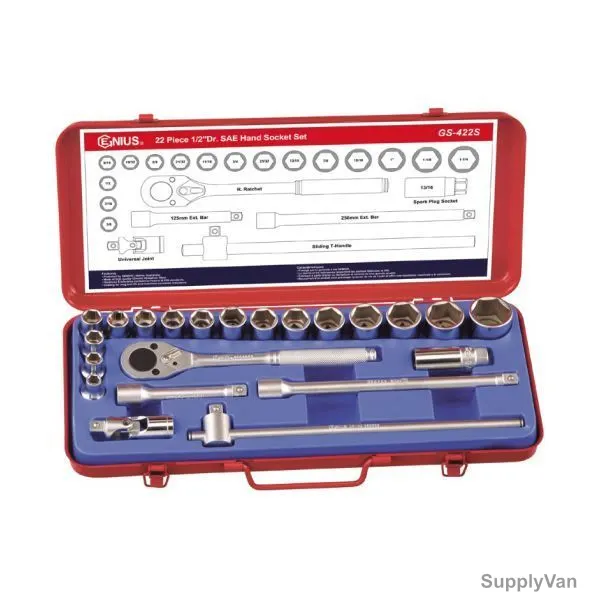Genius SAE Hand Socket Set, GS-422S, 22PCS