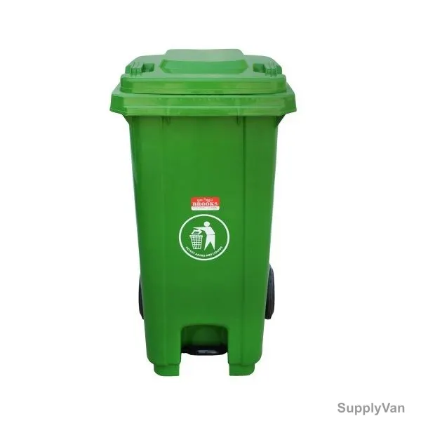 Brooks Waste Bin With Pedal, BKS-PDL-089, HDPE, 120 Ltrs, Green