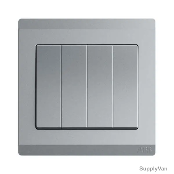 Abb Electrical Switch, BL108-G, Inora, 4 Gang, 2 Way, 10AX, Classic Grey — image 1