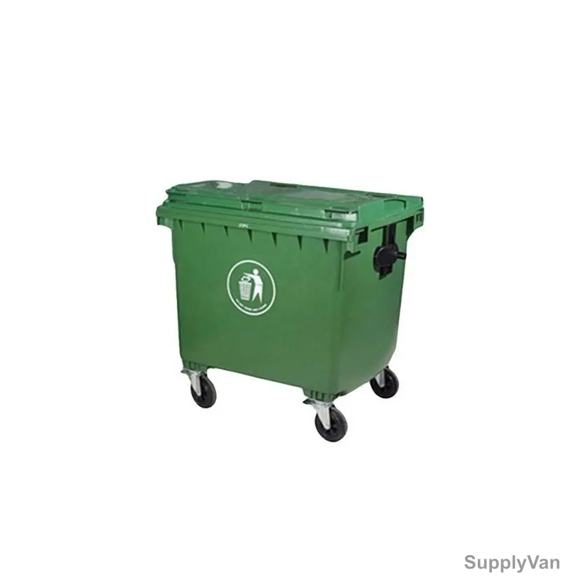 Akc Heavy Duty Outdoor Garbage Bin, GC48G-1100, Plastic, 1100 Ltrs, Green/Black