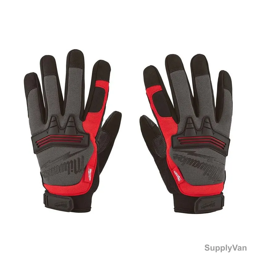 Milwaukee Work Demolition Gloves, 48229732, L, Black/Red