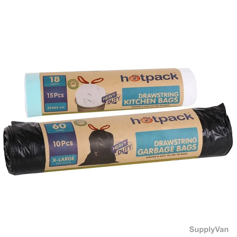 Hotpack Garbage Bag W/ Free 15PCS Kitchen Bag, ROTBBR90110TBWR5565, 90 x 110CM, Black, PK10 — image 1