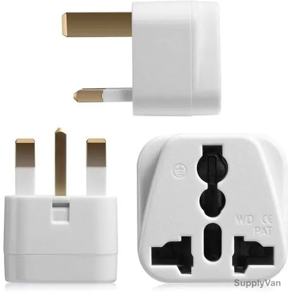 Power Plug Adaptor, 3 Pin, White, 3 Pcs/Pack