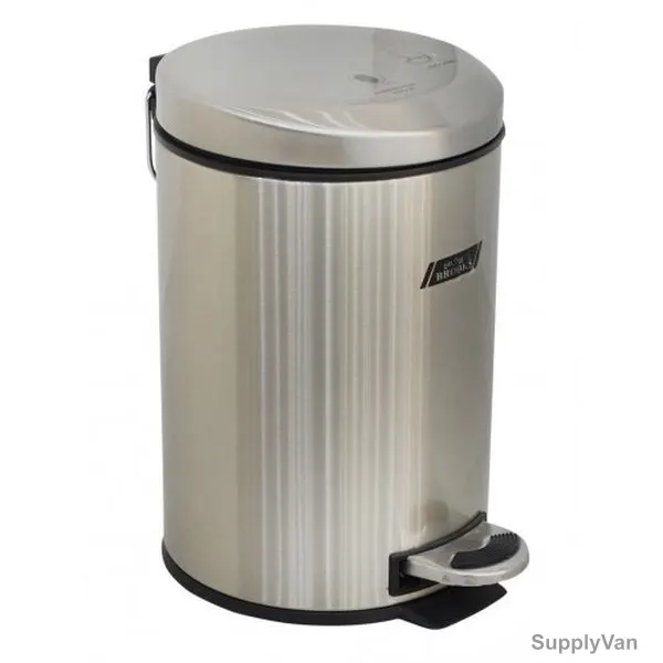 Brooks Pedal Bin With Moon Lid, BKS-SS-PDL-375, 5 Ltrs, Silver/Black — image 1