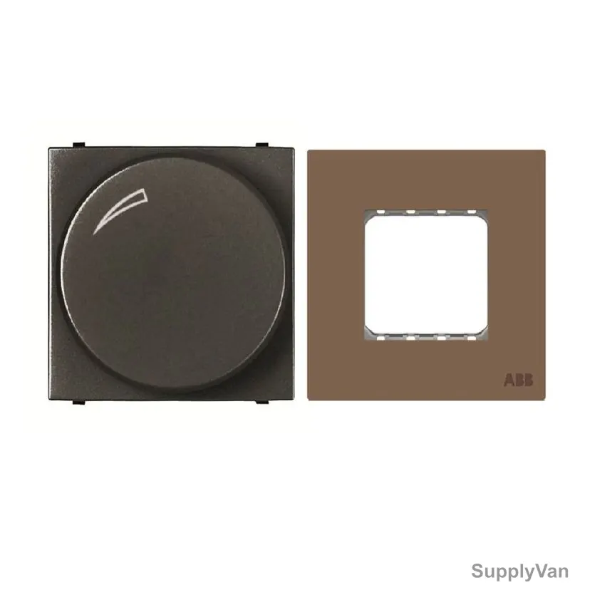 ABB Rotary Dimmer With Half/Double Rocker Frame, AMD60344-AN-plus-AMD5144-MO, Millenium, 1 Module, 1 Gang, 2 Pcs/Set