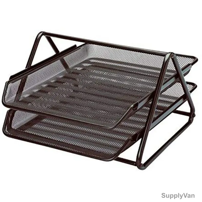 2 Tier Document Tray, Metal, Black