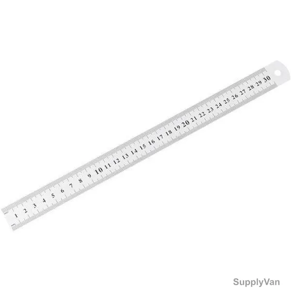 Double Sided Ruler, Stainless Steel, 30CM, Silver